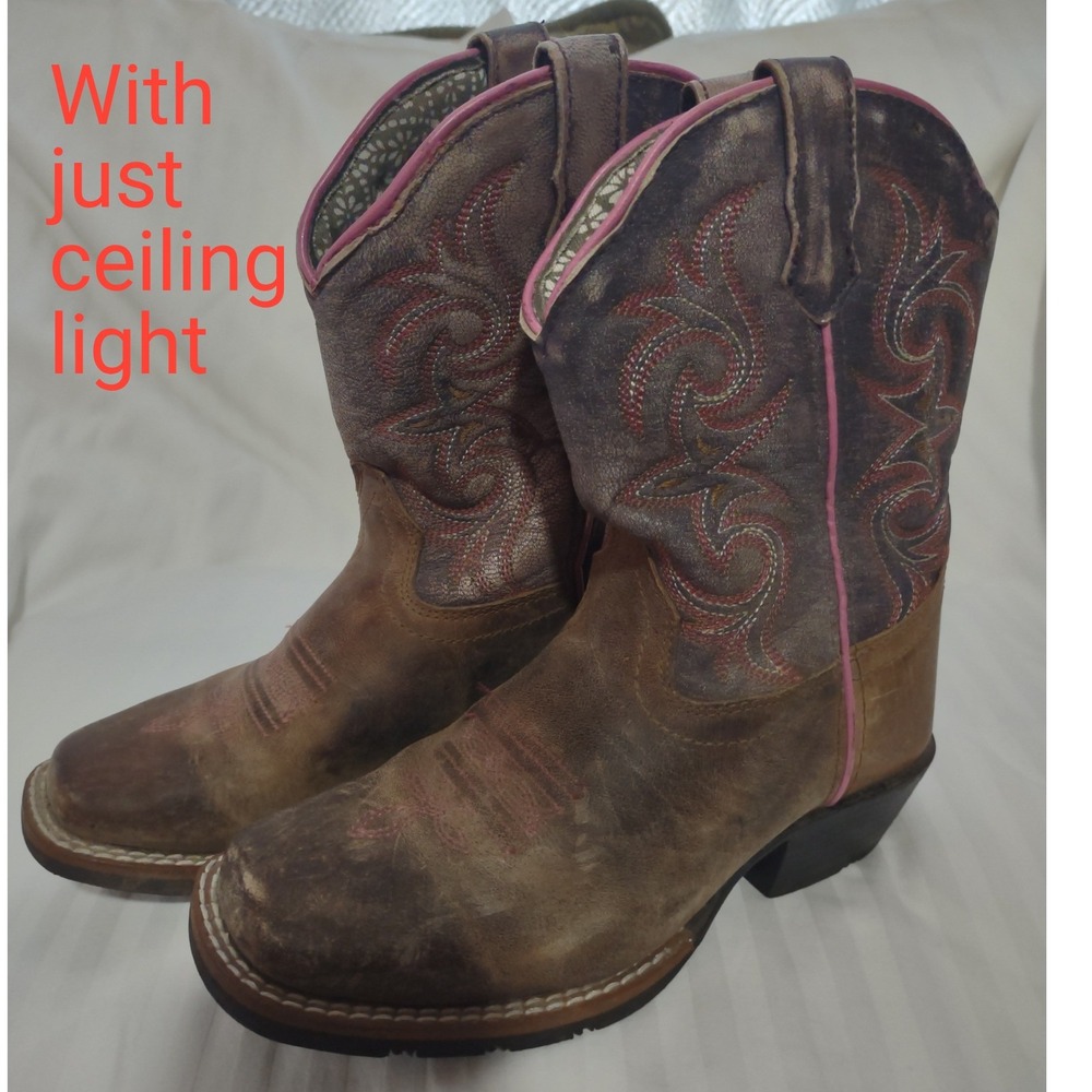 Dan Post Kids Pink Brown Leather Western Cowboy Boots 2947 Size 1D - Picture 2 of 10